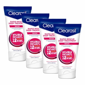 Clearasil Rapid Rescue Deep Treatment Wash, 6.78 Fl Oz (Packaging May Vary) (Pack of 4)