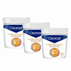 Clearasil Stubborn Acne Control 5in1 Daily Facial Cleansing Pads, 90 Count x Pack of 3