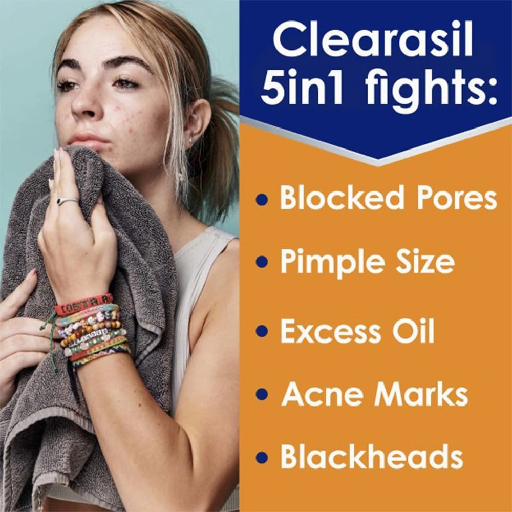 Clearasil Stubborn Acne Control 5in1 Daily Facial Cleansing Pads, 90 Count x Pack of 3