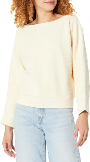 Club Monaco Women's Long Sleeve Cotton Blend Boucle Sweatshirt