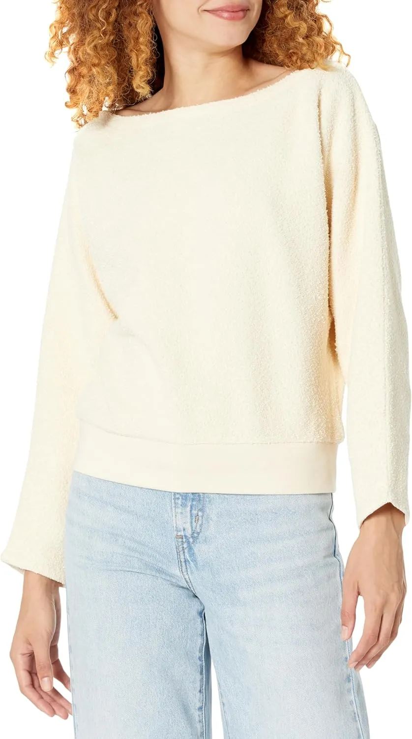 Club Monaco Women's Long Sleeve Cotton Blend Boucle Sweatshirt