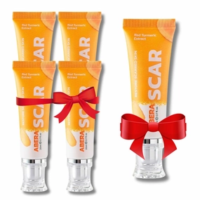 Combo Abera Scar Removal Cream - Advanced Premium Overnight Plumping Treatment for Face and Body with Natural Ingredients - Rapidly Removes Stretch Marks, Keloids, Burns, and More (Buy 4 Get 1)
