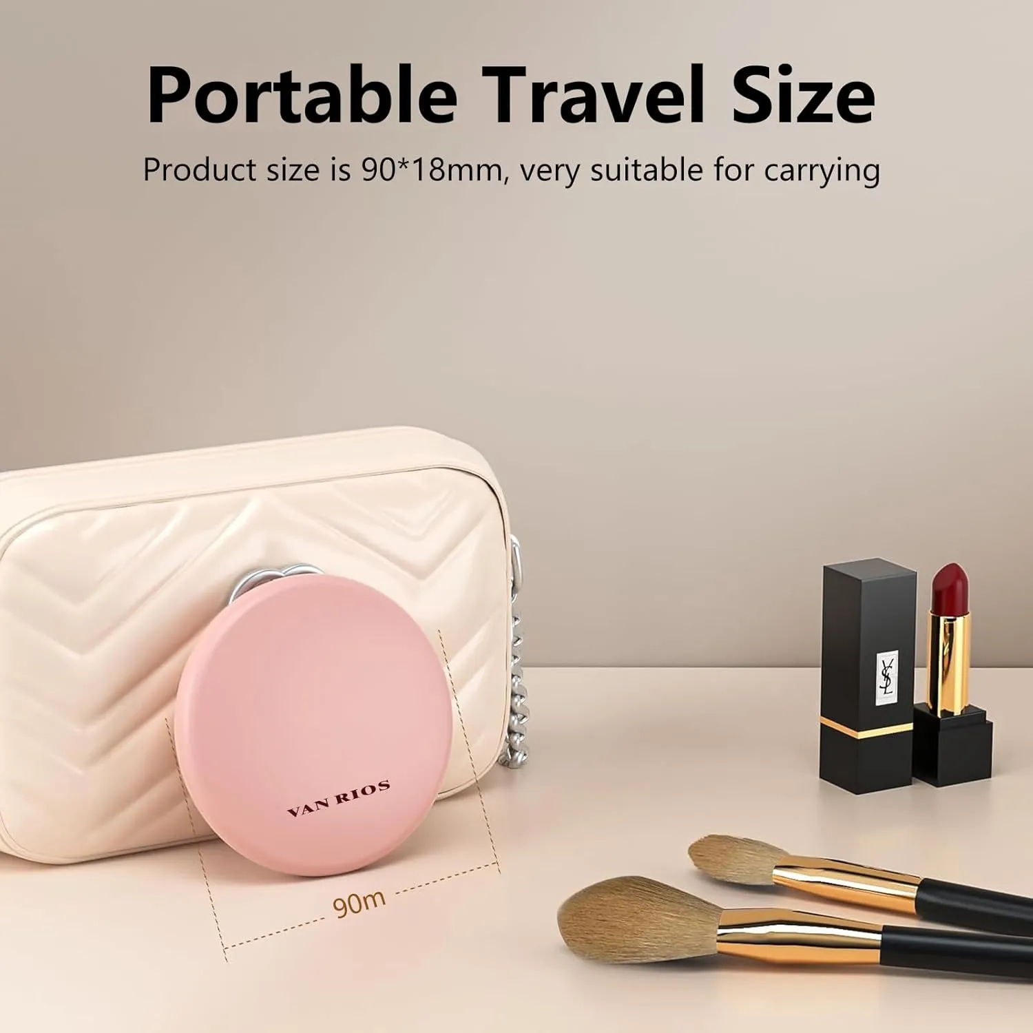 Compact 3.5Inch Travel Makeup Mirror,15X Magnification,Rechargeable, Dual-Sided, LED Lit, Portable Round Makeup Mirror for Women, Students, On-The-Go Beauty(Pink)