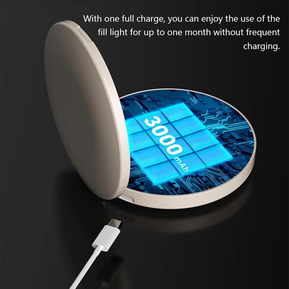 Compact Smart UV Camera UV Mirror for Sunscreen Test,2.8 Inch Travel Makeup Mirror with 360°Fill Lights and Power Bank,Rechargeable Handheld Double-Sided Pocket Mirror for Sun Skin Care (White)