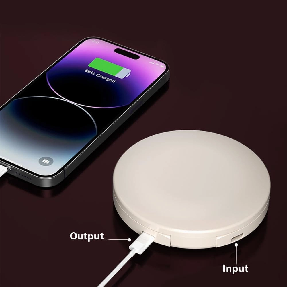 Compact Smart UV Camera UV Mirror for Sunscreen Test,2.8 Inch Travel Makeup Mirror with 360°Fill Lights and Power Bank,Rechargeable Handheld Double-Sided Pocket Mirror for Sun Skin Care (White)