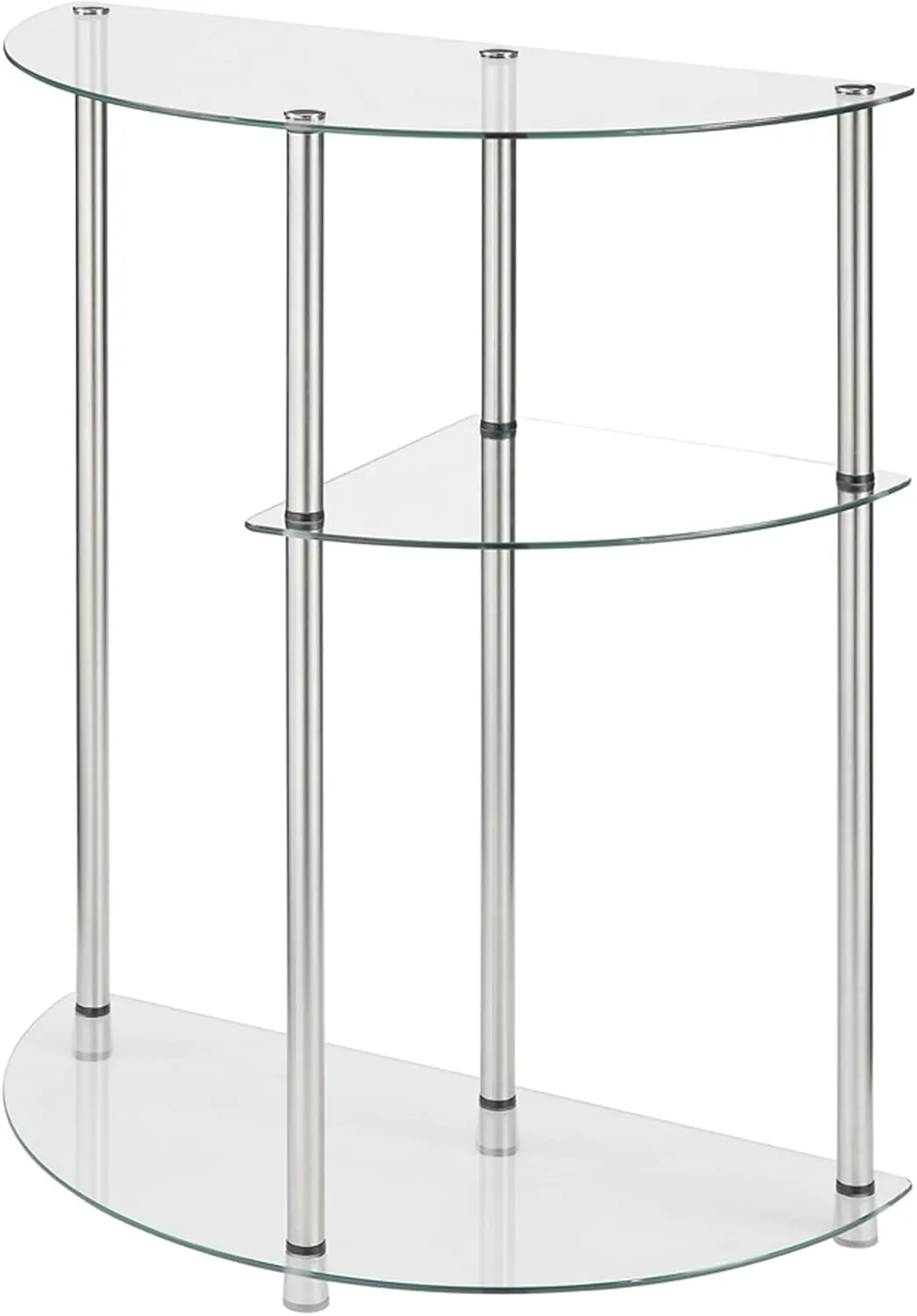 Convenience Concepts Designs2Go Classic Glass 3-Tier Display Entryway Table 23" - Modern Display Table with Storage Shelves, Narrow Entryway Hall Table for Living Room, Bedroom, Bathroom, Glass/Chrome