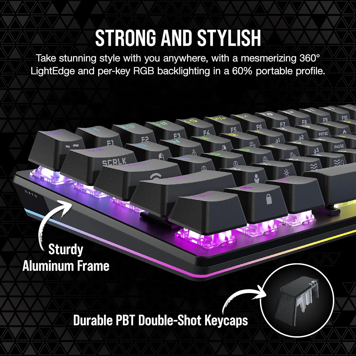 Corsair K70 PRO Mini Wireless RGB 60% (CH-9189010-NA) Mechanical Gaming Keyboard (Fastest Sub-1ms Wireless, Swappable Cherry MX Red Keyswitches) QWERTY, NA Layout - Black (Renewed)