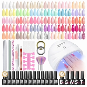 COSCELIA 52pcs Gel Nail Polish Kit with U V light Starter Kit 35 Colors Gel Polish Set Cream Color Collection 5PC Top Base Coat Glossy Matte Glitter Effect Nail Art Manicure Kits DIY Gifts for Women