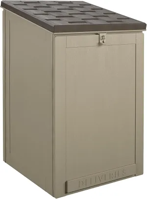 Cosco BoxGuard Outdoor Storage Box, Large Lockable Package Drop Box, 6.3 Cubic Feet, Weather-Resistant Design, Gray/Brown