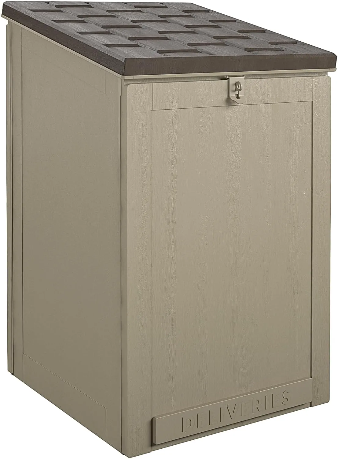 Cosco BoxGuard Outdoor Storage Box, Large Lockable Package Drop Box, 6.3 Cubic Feet, Weather-Resistant Design, Gray/Brown