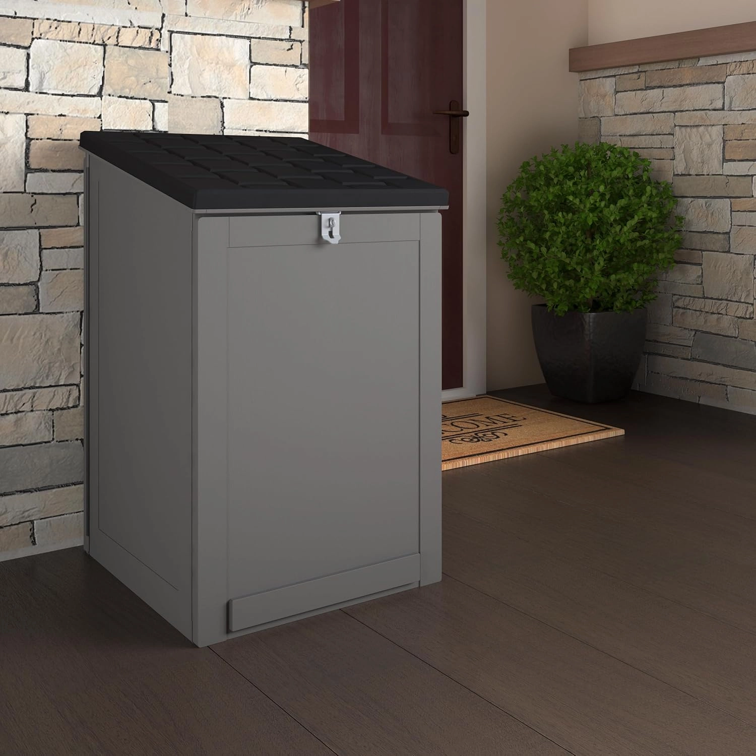 COSCO BoxGuard Large Outdoor Storage Box, Lockable Package Delivery and Storage Solution, 6.3 Cubic ft, Black/Charcoal