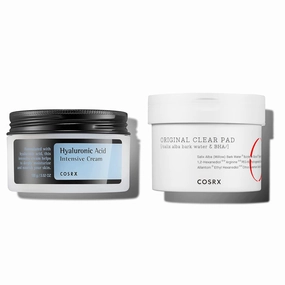 COSRX Easy Pore Erasing Set | Hyaluronic Acid Intensive Cream & Original Clear BHA Pad, Hydration and Gentle Exfoliation for Sensitive Skin, Prevent Breakouts, Korean Skin Care