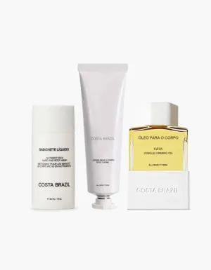 COSTA BRAZIL TRAVEL HYDRATION TRIO - Hand & Body Cleanser, Hand & Body Cream, and Kaya Firming Body - travel sizes, Clear