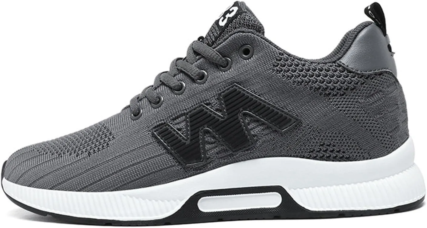 Couple Men's Elevator Shoes Men's Casual Mesh Trainers Lightweight Breathable Lace Up Sports Shoes with Hidden Lift Heel for Men Cm Sneaker Boots for Men Steel Toe Light