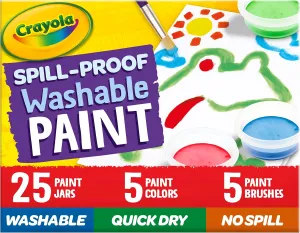 Crayola Spill Proof Paint Set (25ct), Washable Paint for Kids, Kids Craft Supplies, Holiday Gift for Toddlers & Kids, Nontoxic, 3 