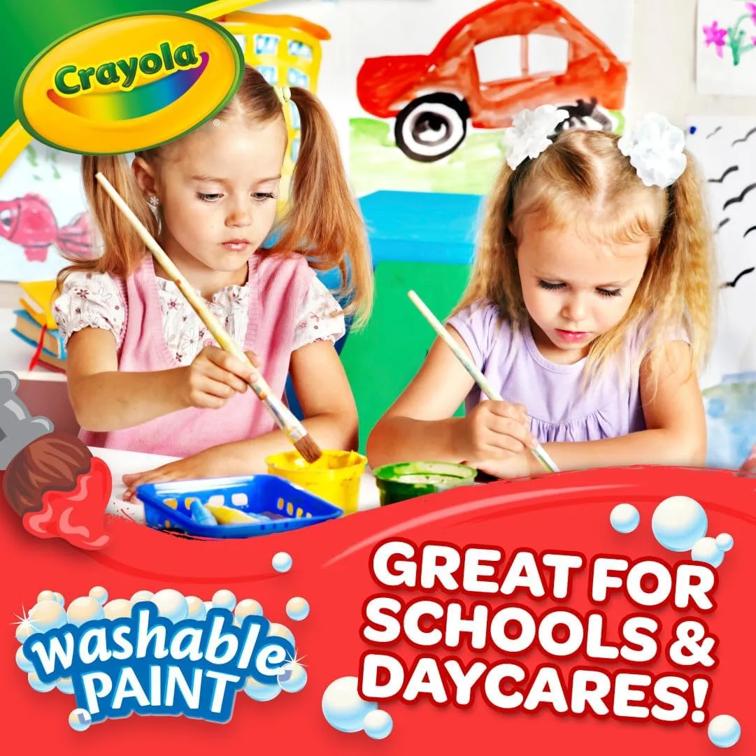 Crayola Washable Paint (1 Gallon), White Paint, Bulk Classroom Supplies for Teachers, Washable Paint for Kids, Nontoxic, 3 
