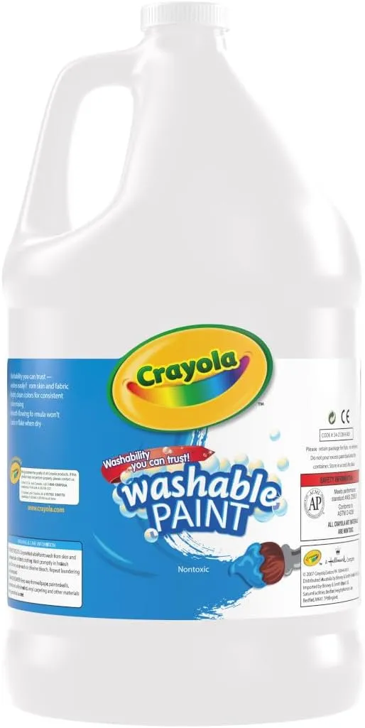 Crayola Washable Paint (1 Gallon), White Paint, Bulk Classroom Supplies for Teachers, Washable Paint for Kids, Nontoxic, 3 