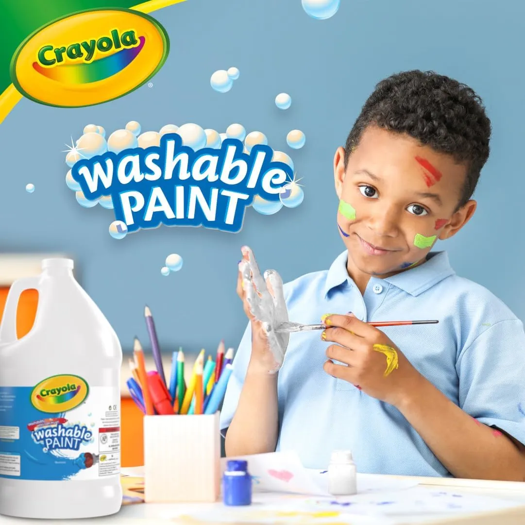 Crayola Washable Paint (1 Gallon), White Paint, Bulk Classroom Supplies for Teachers, Washable Paint for Kids, Nontoxic, 3 