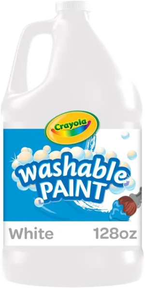 Crayola Washable Paint (1 Gallon), White Paint, Bulk Classroom Supplies for Teachers, Washable Paint for Kids, Nontoxic, 3 