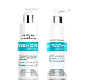 Cream and Gel Cleanser Set for Combination Skin | Gentle Non-Drying Cream Wash and Clarifying Gel Cleanser for Oily Spots