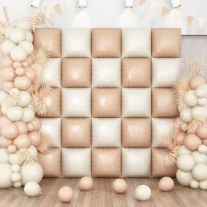 Cream Square Foil Balloon Wall, 25 PCS Double Sided Khaki Apricot Mylar Balloons Matte Beige Nude Balloon Backdrop for Baby Shower Decoration Wedding Boho Birthday Party Decoration