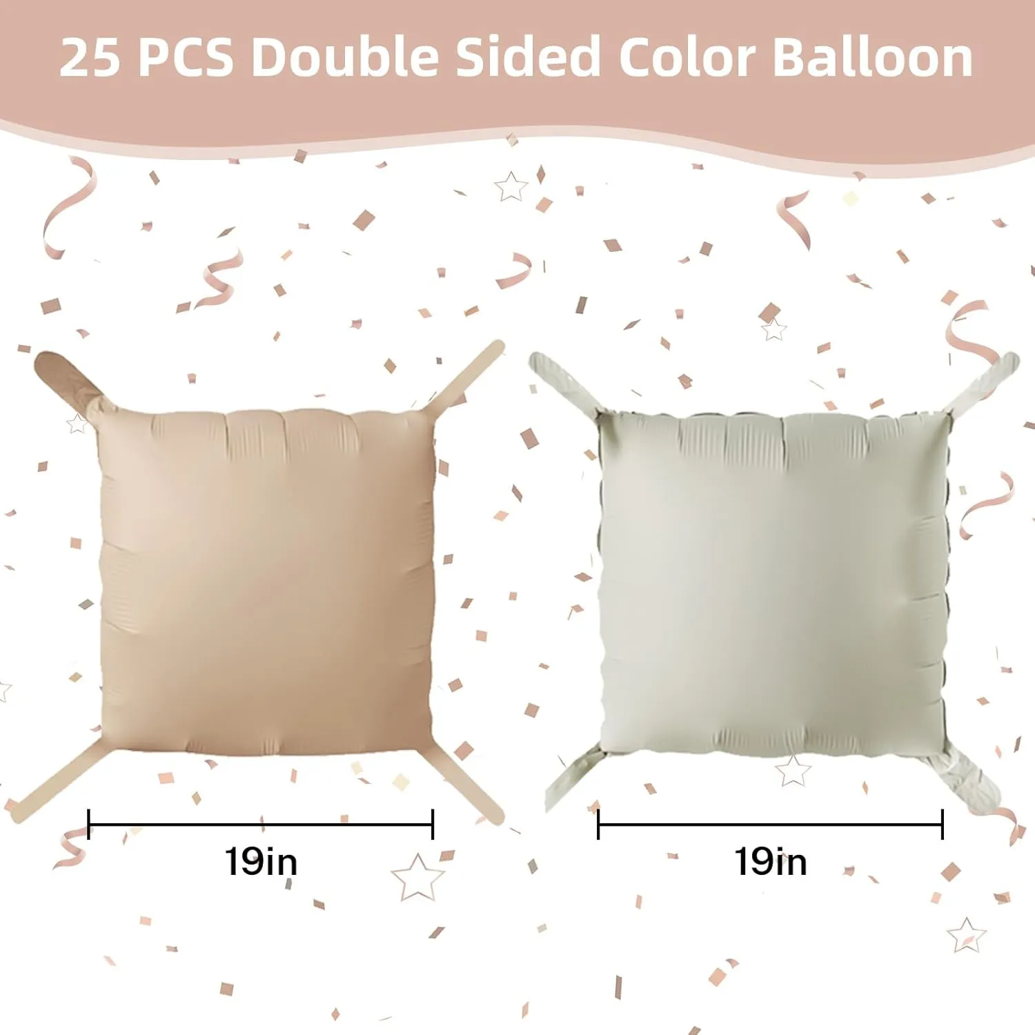 Cream Square Foil Balloon Wall, 25 PCS Double Sided Khaki Apricot Mylar Balloons Matte Beige Nude Balloon Backdrop for Baby Shower Decoration Wedding Boho Birthday Party Decoration