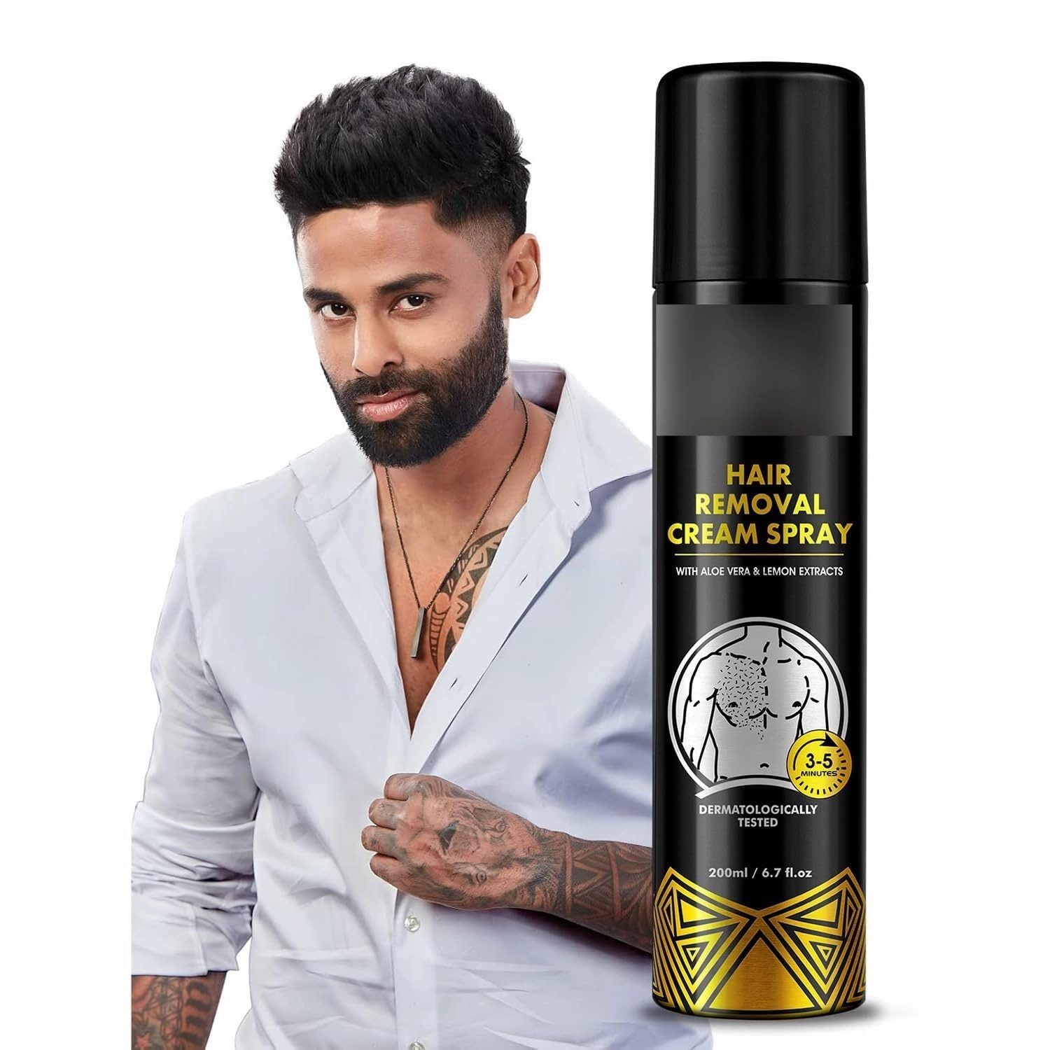 Cream Spray For Men| Painless Body Hair Removal Spray For Chest, Back, Legs & Under Arms (200 ml (Pack of 1), Aloe Vera)