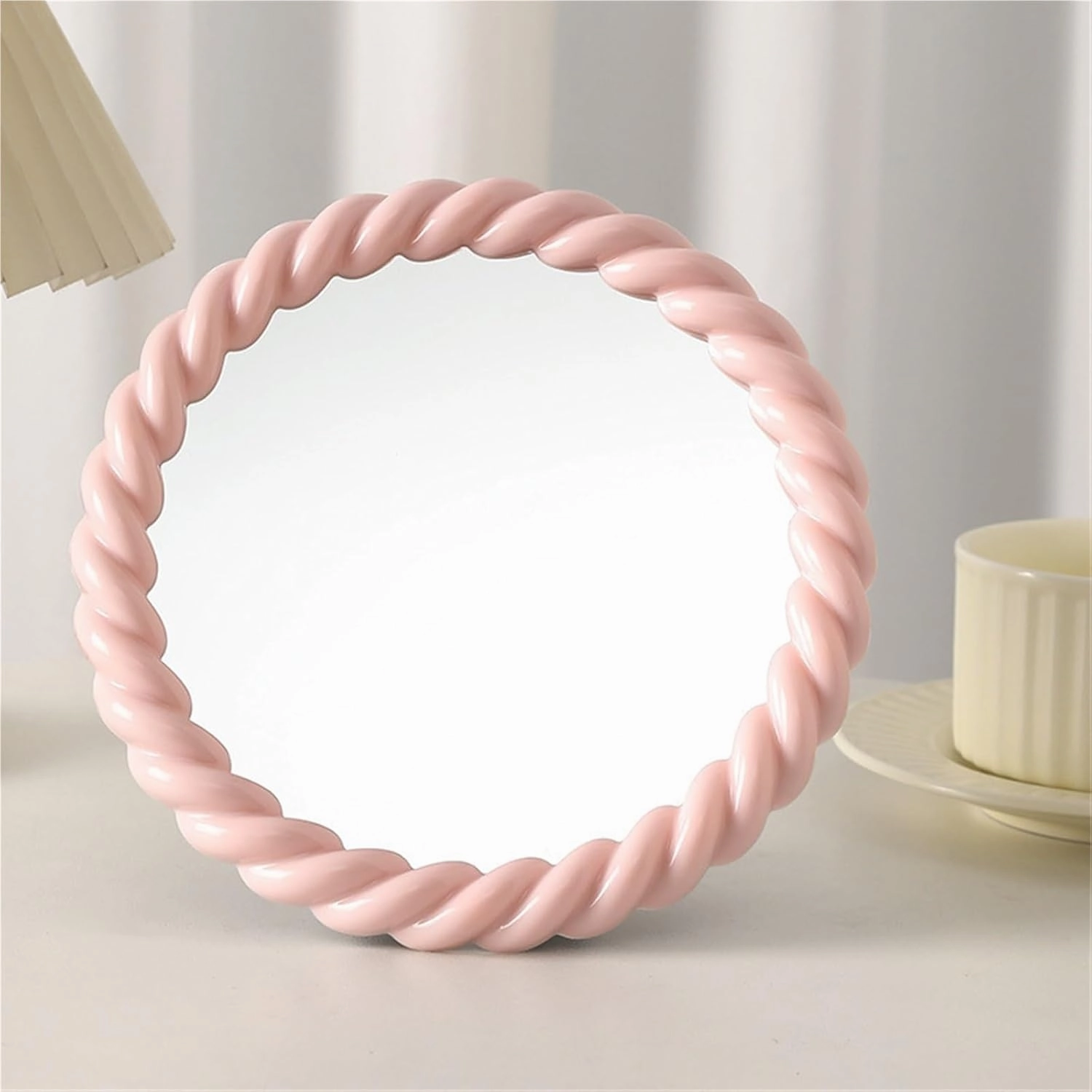 Cream-Style Makeup Mirror, Round, Cute, Irregular, Makeup, Makeup Mirror, Folding Desktop Single-Sided Princess Mirror