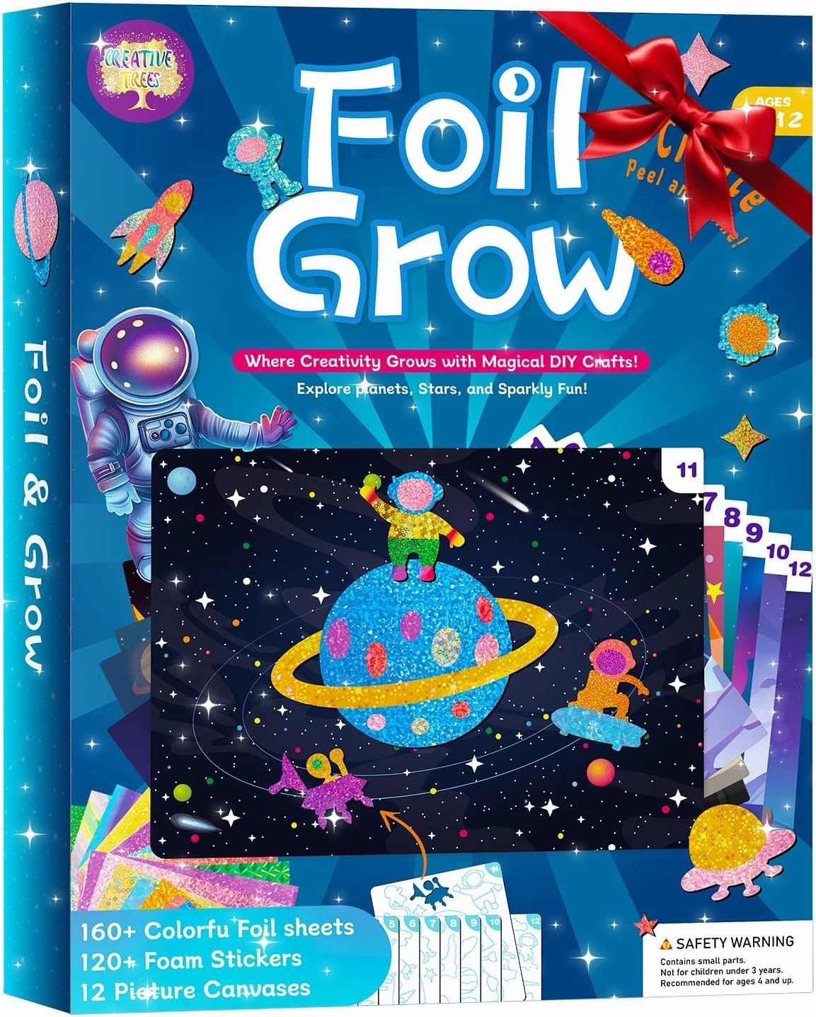CREATIVETREES Foil Arts and Crafts for Kids – Space Craft with Clean Crafting, Mess-Free Coloring, Travel Toys, and Birthday Gifts for Ages 4 5 6 7 8 9-12