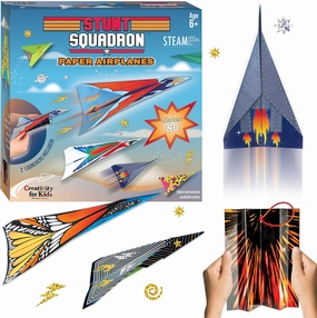 Creativity for Kids Stunt Squadron Fold & Launch Paper Airplanes: Create 80 Paper Airplanes, STEM Science Kit for Kids, Airplane Craft Kit for Kids, Gifts and Toys for Boys (Ages 6 )