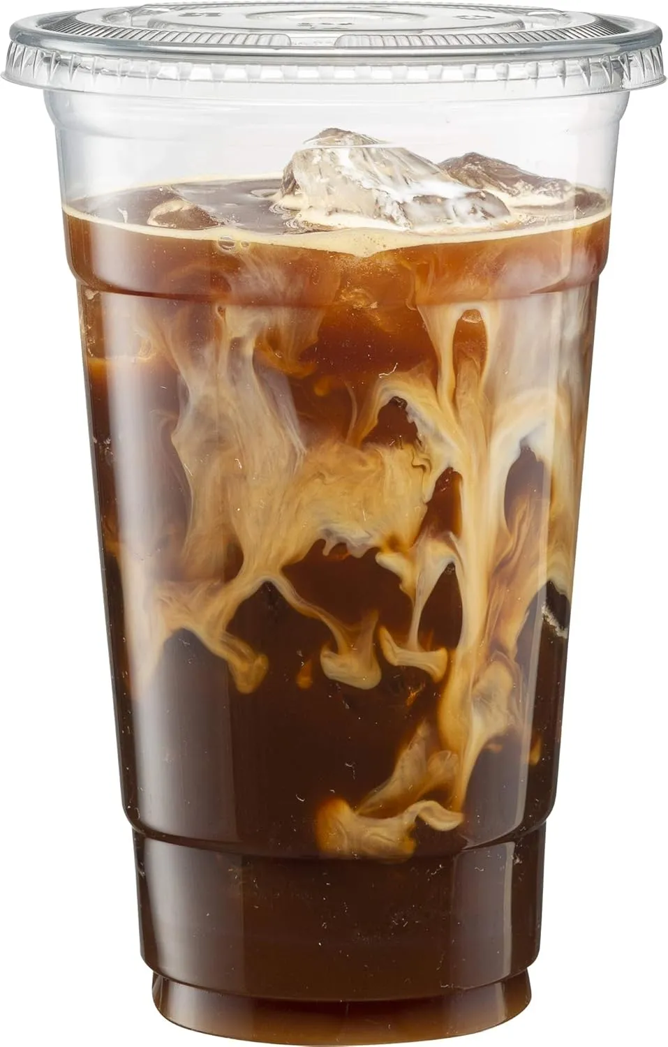 Crystal Clear PET Cups With Flat lids for Iced Coffee,Milkshake, Cold Drinks, Slush Cups, Smoothy's, Slurpee, Ice cream, Dessert, Party's, Plastic Disposable Cups (50, 32 oz)