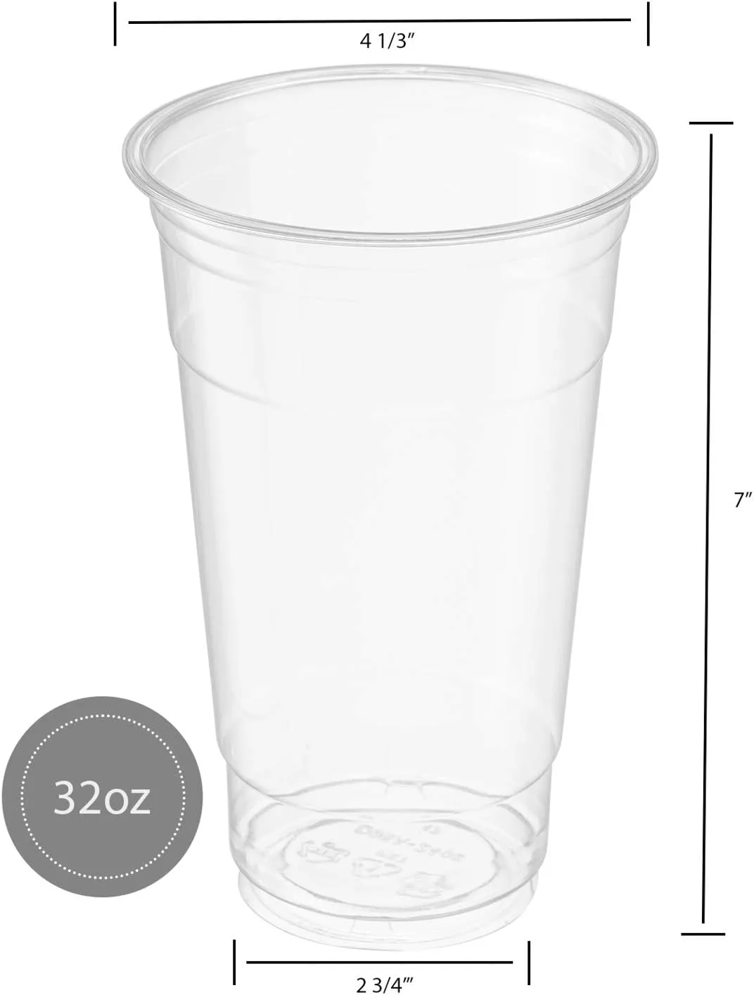 Crystal Clear PET Cups With Flat lids for Iced Coffee,Milkshake, Cold Drinks, Slush Cups, Smoothy's, Slurpee, Ice cream, Dessert, Party's, Plastic Disposable Cups (50, 32 oz)
