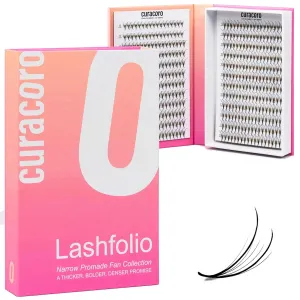 Curacoro LashFolio Double Spike Promade Fans, Handmade Volume Eyelashes, 5D To 10D, C CC D Curl, 0.03~0.07mm, 8-13mm Mix Length, Professional Long-Lasting Promade Lash Fans (7D-0.05 D 8-13mm)