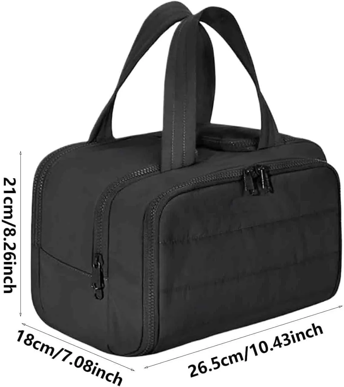Cureaway Travel Cosmetic Bag, Large Capacity Wide-Open Travel Cosmetic Bag, Waterproof Portable Pouch with 4 Compartments, Toiletry Bags for Women (Black)