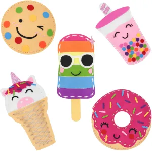 Cymbana Kids Sewing Kit Make Your Own Food Felt Plush Toy, Donuts, Ice Cream Craft Art Set for Beginners, Girls Gifts for Children Ages 6 