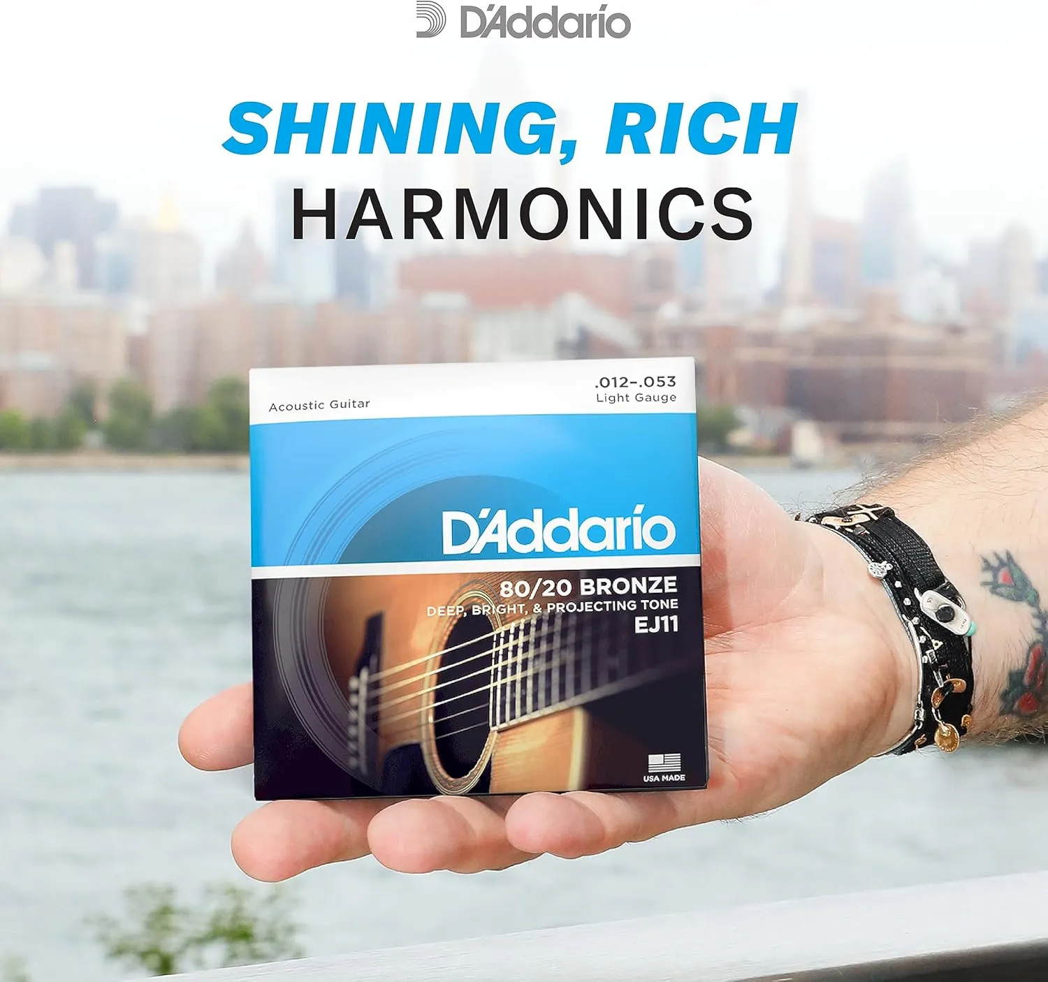 D'Addario Acoustic Guitar Strings - 80/20 Bronze - For 6 String Guitars - Deep, Bright, Projecting Tone - EJ10-3D - Extra Light, 10-47 - 3-Pack