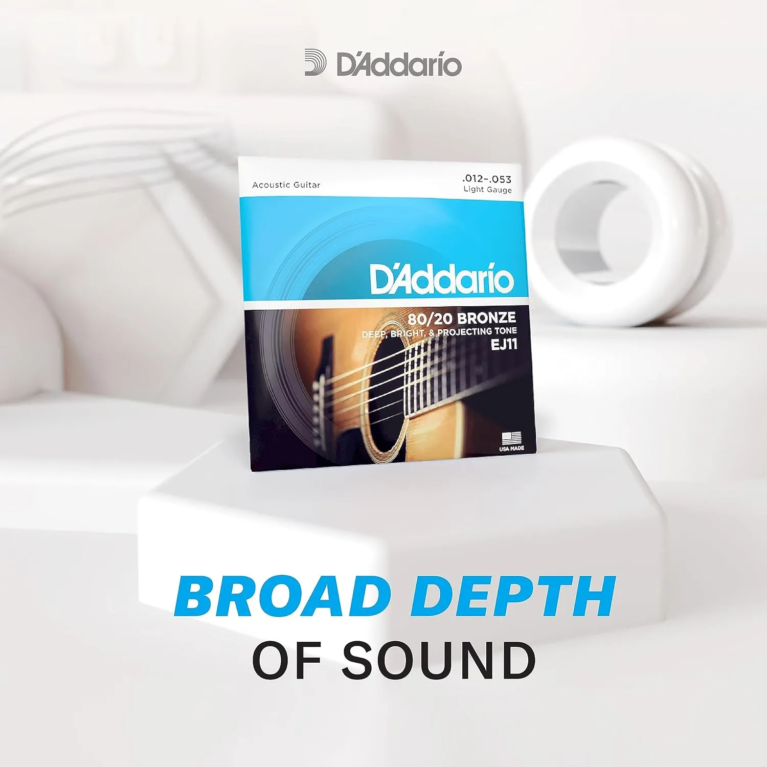 D'Addario Acoustic Guitar Strings - 80/20 Bronze - For 6 String Guitars - Deep, Bright, Projecting Tone - EJ10-3D - Extra Light, 10-47 - 3-Pack