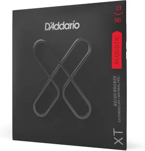 D'Addario Guitar Strings - XT 80/20 Bronze Coated Acoustic Guitar Strings - XTABR1356 - Extended String Life with Natural Tone & Feel - For 6 String Guitars - 13-56 Medium