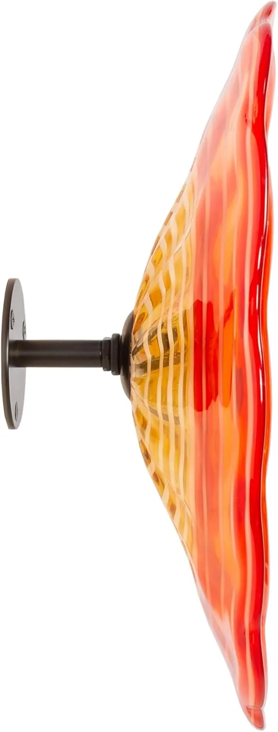 Dale Tiffany AW23020-D12 Hand Blown Flower Art Glass Wall Decor with Wall Mounting Bracket, Merida, Multi-Color, 12-Inch Diameter