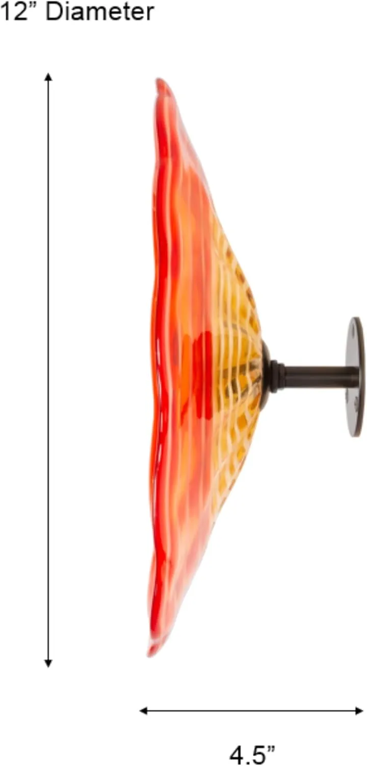 Dale Tiffany AW23020-D12 Hand Blown Flower Art Glass Wall Decor with Wall Mounting Bracket, Merida, Multi-Color, 12-Inch Diameter