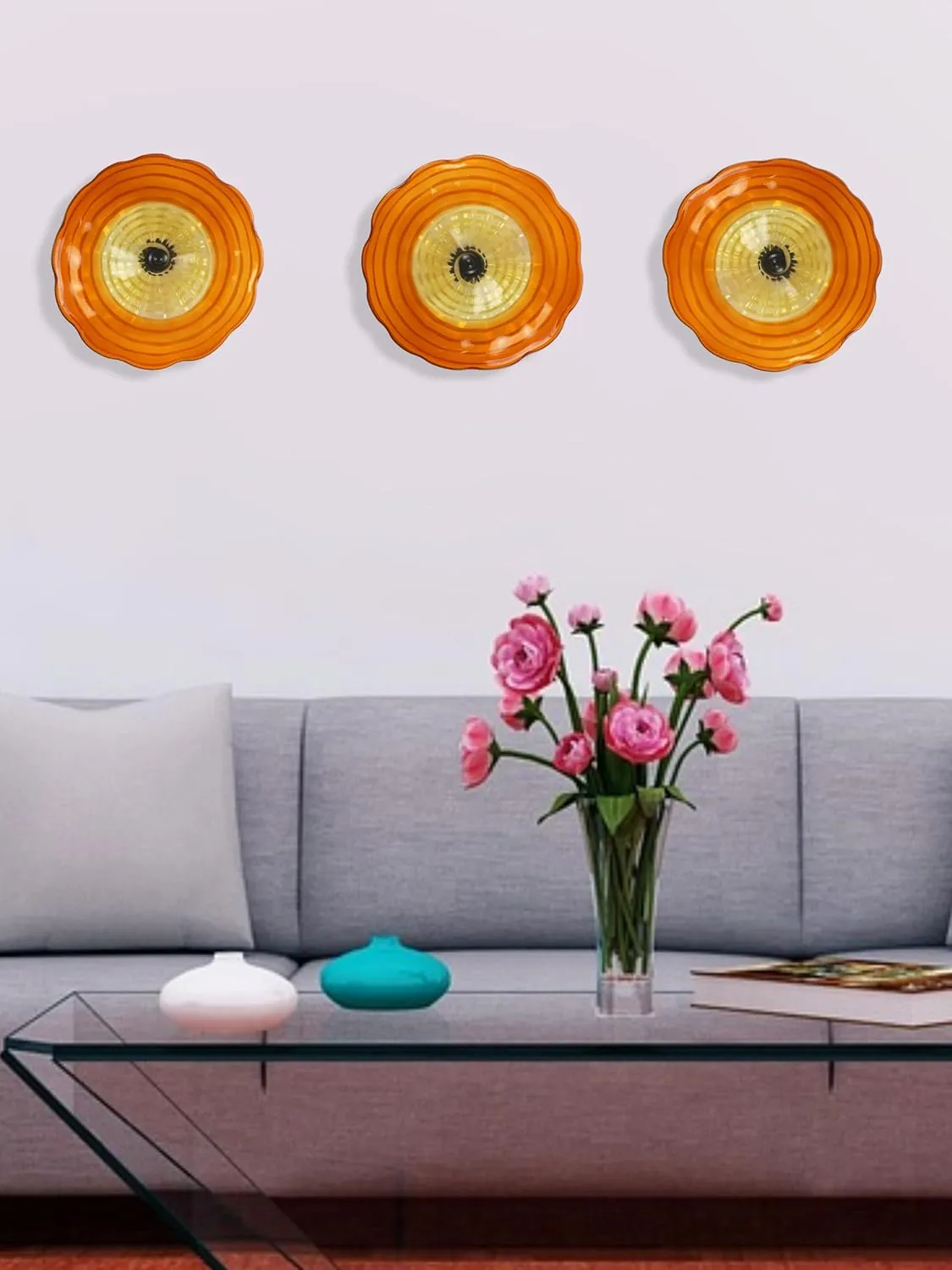 Dale Tiffany AW23020-D12 Hand Blown Flower Art Glass Wall Decor with Wall Mounting Bracket, Merida, Multi-Color, 12-Inch Diameter