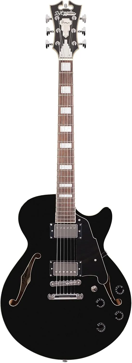 D'Angelico Premier SS Semi-Hollow Electric Guitar w/ Stop-Bar Tailpiece - Black