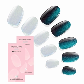 Dashing Diva Glaze Nail Strip Duo - Mermaid Tail Collection - Stone Cold & California Breeze - Long Lasting, Chip Resistant, Semi-Cured Gel Nail Strips - Contains 2 Colors