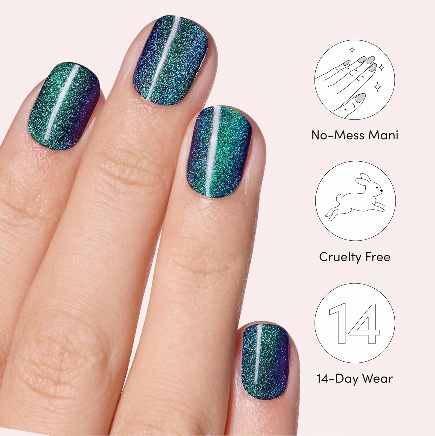 Dashing Diva Glaze Nail Strip Duo - Mermaid Tail Collection - Stone Cold & California Breeze - Long Lasting, Chip Resistant, Semi-Cured Gel Nail Strips - Contains 2 Colors
