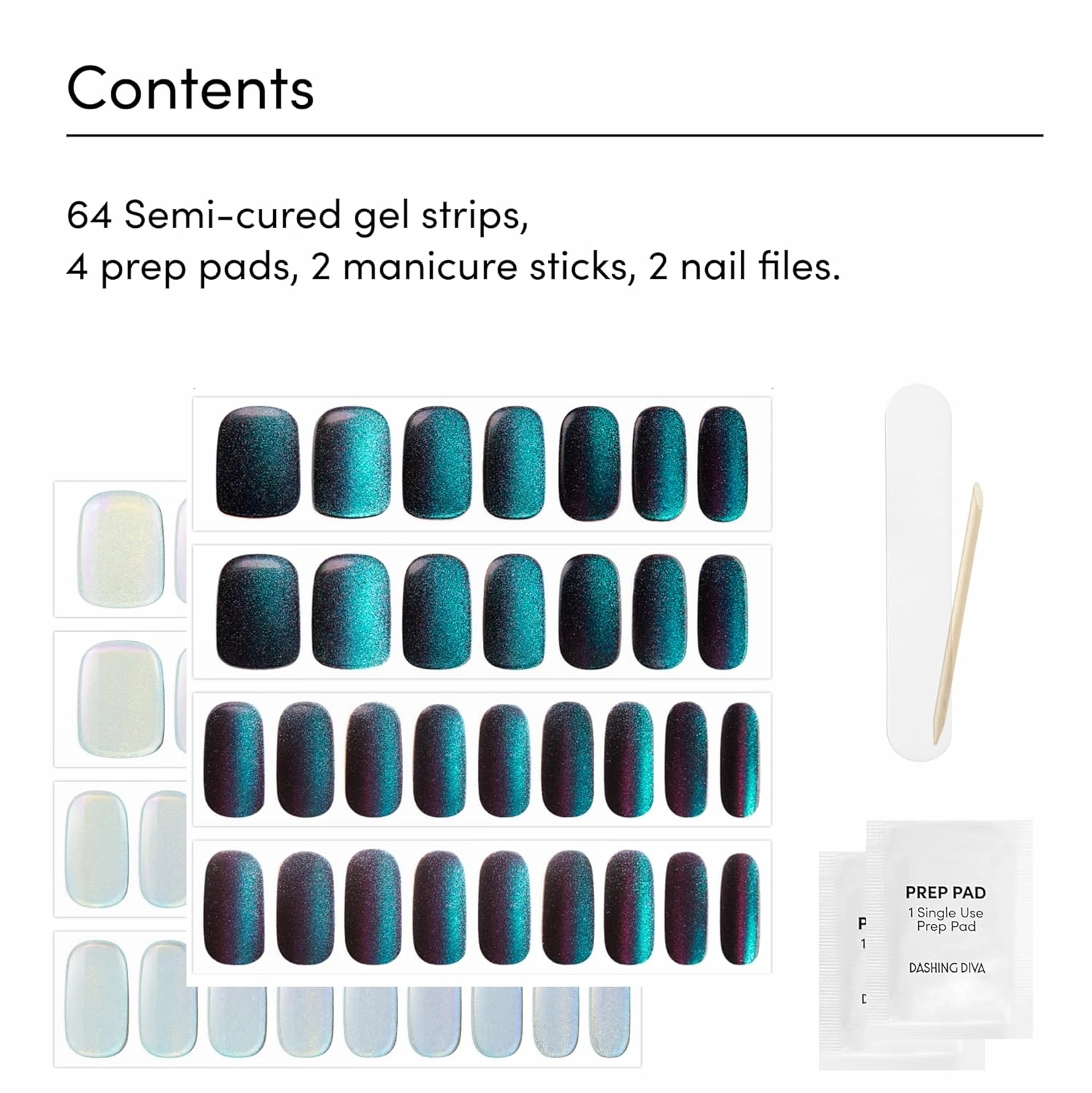 Dashing Diva Glaze Nail Strip Duo - Mermaid Tail Collection - Stone Cold & California Breeze - Long Lasting, Chip Resistant, Semi-Cured Gel Nail Strips - Contains 2 Colors