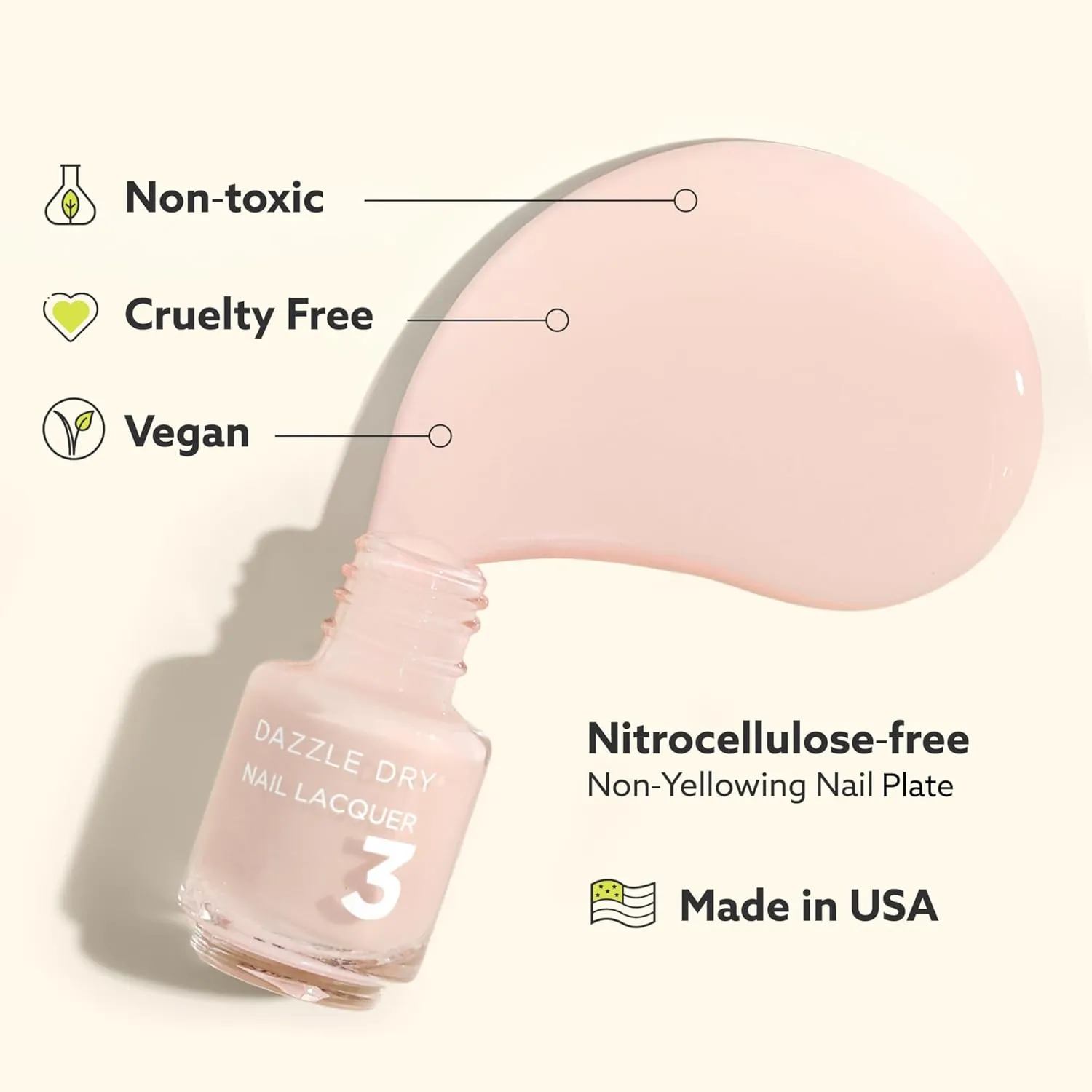Dazzle Dry Mini Kit 4 Step System - Boss, a light and true neutral nude. Full coverage cream. (5 Piece Kit / 5 Manicures)