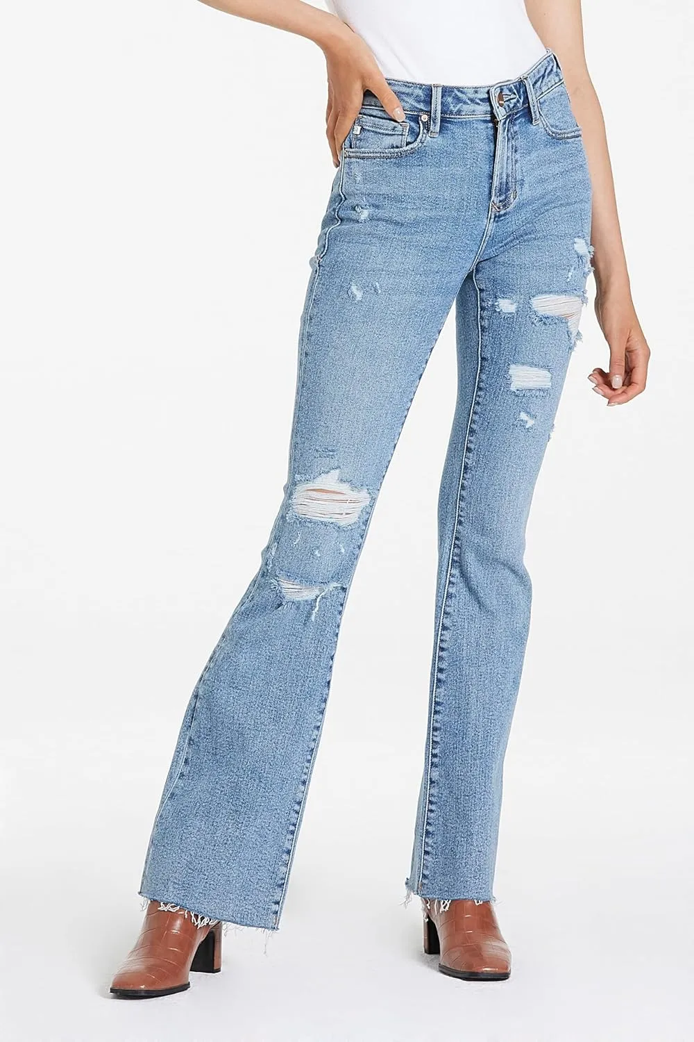 DEAR JOHN Jaxtyn Women's Bootcut Jeans Mid-Rise Midwaisted Full Inseam Comfort Stretch Denim fit