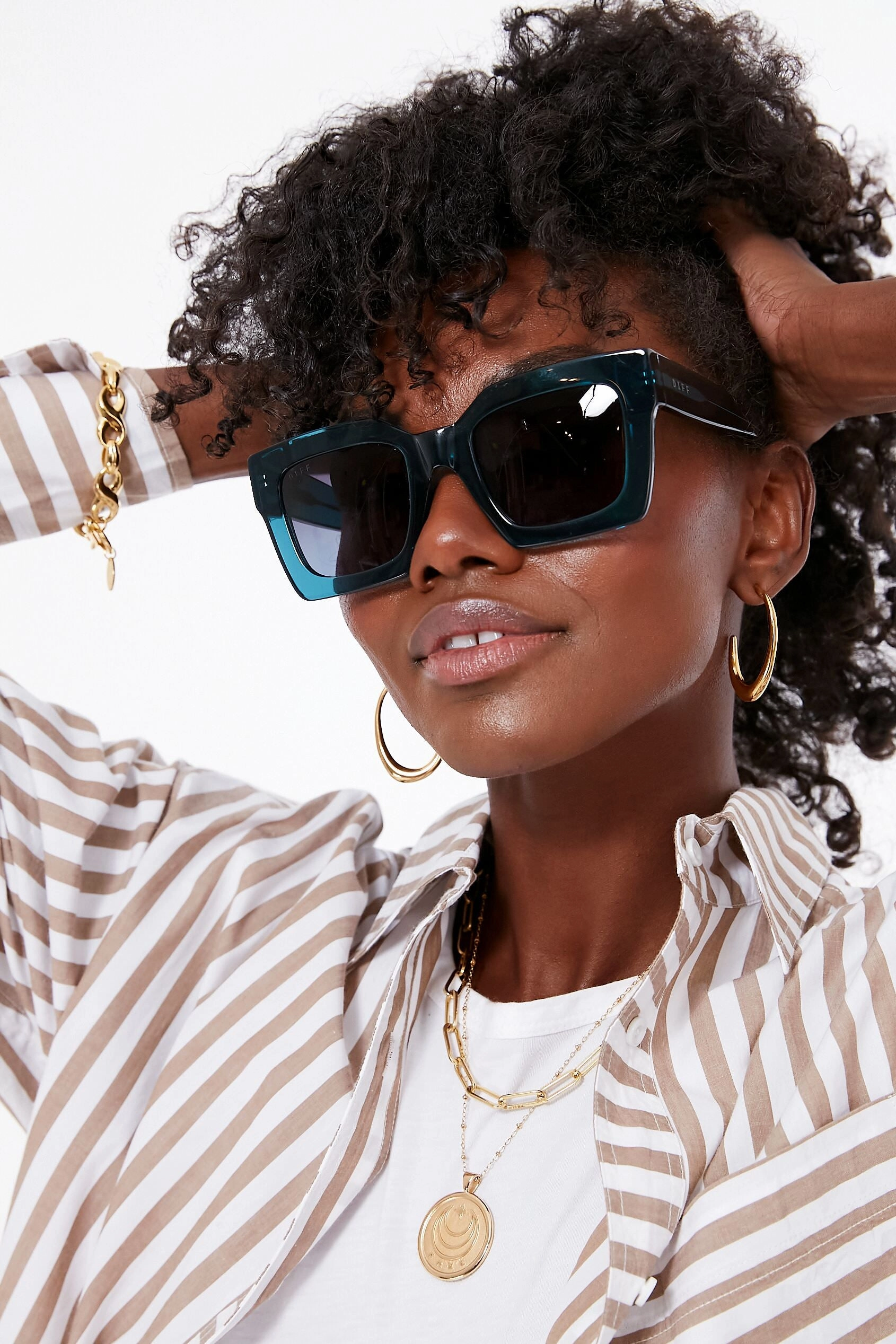 Deep Aqua Blue Gradient Dani Sunglasses