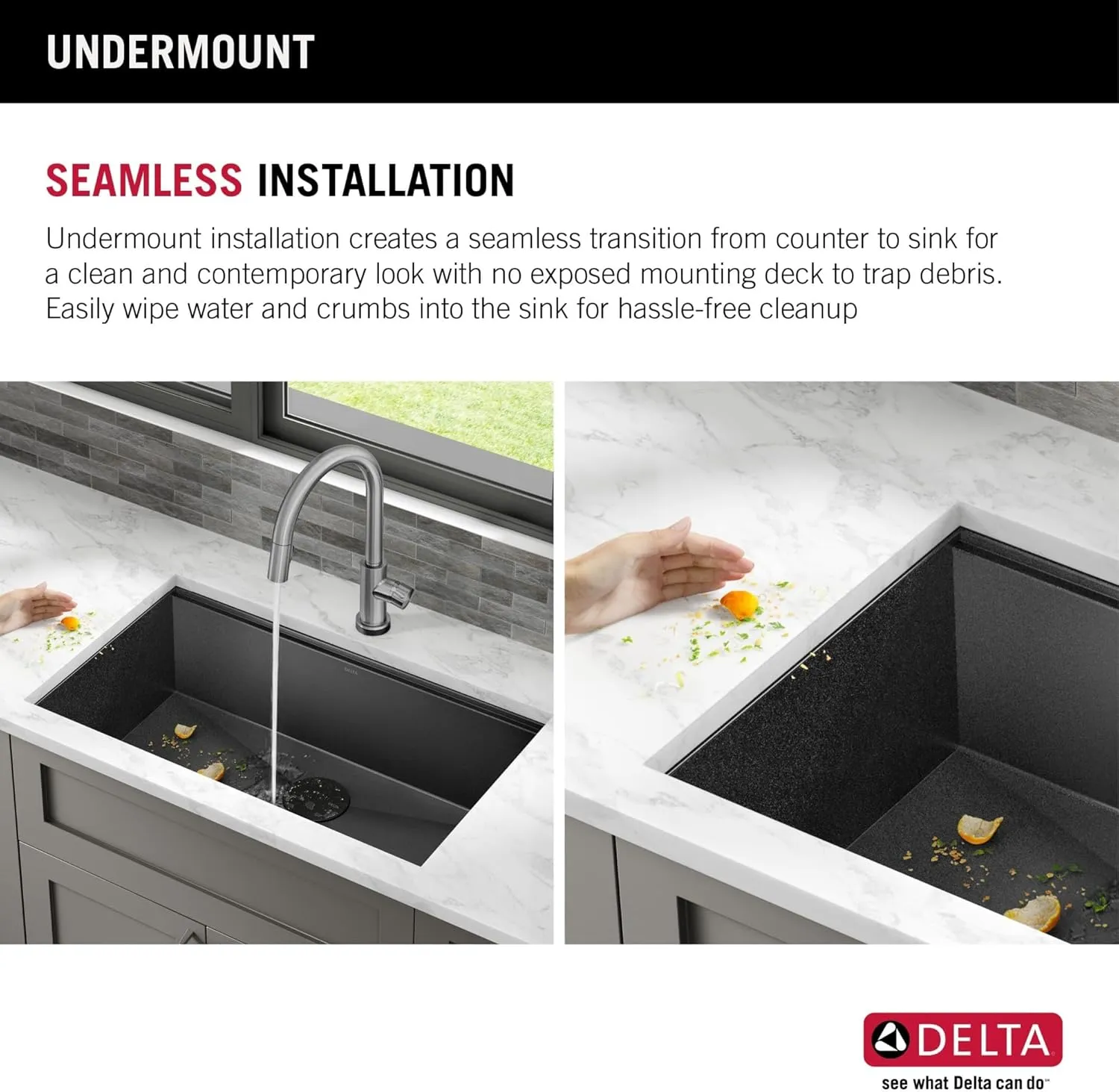 Delta Rivet 27 Inch Black Stainless Steel Undermount 16 Gauge Workstation Kitchen Sink Single Bowl in PVD Gunmetal Finish with WorkFlow Ledge and Accessories, 95B9031-27S-GS