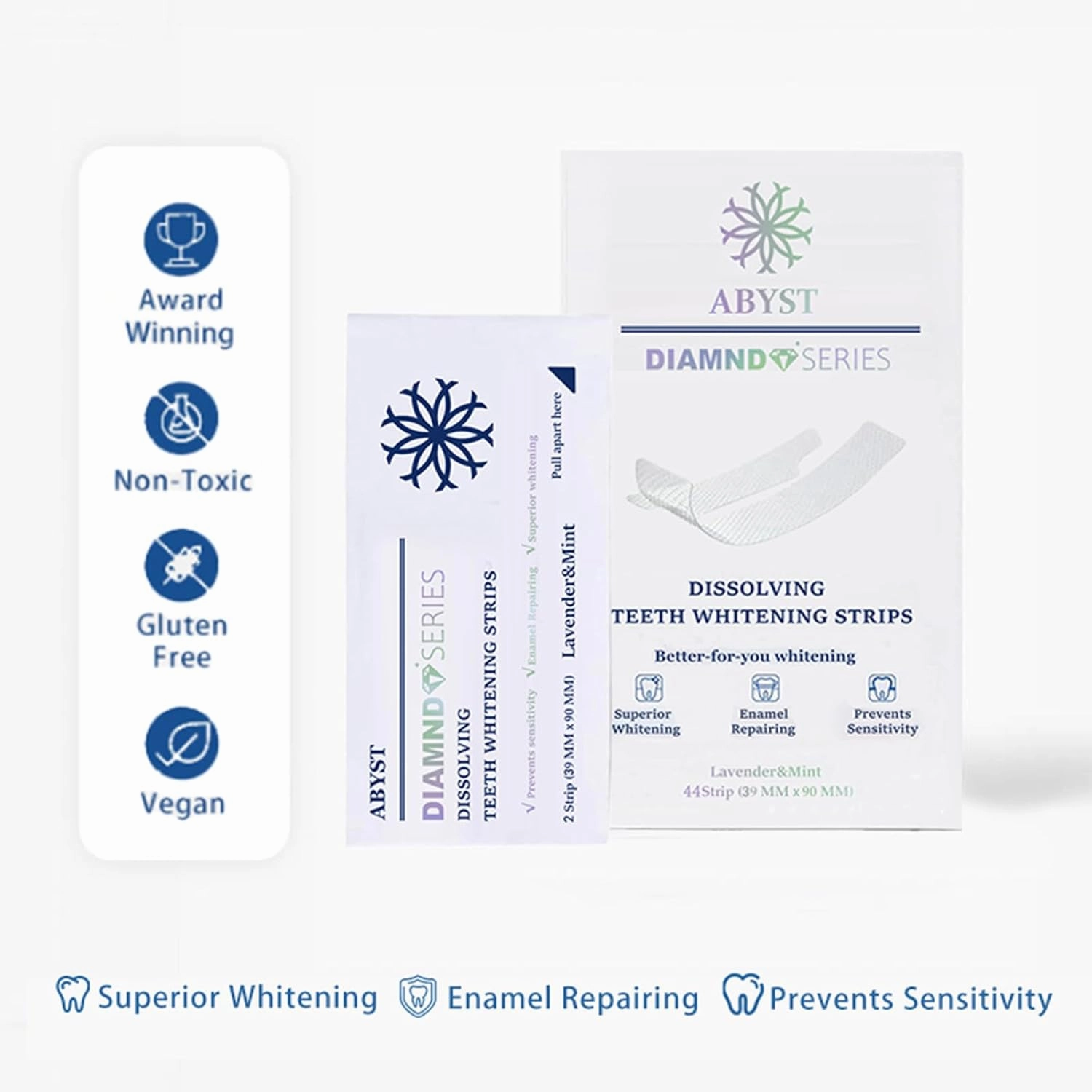 Diamond Dissolving Teeth Whitening Strips Soft Enamel-Safe Brightening Strips for Teeth WhiteningHome Dental Care Oral Hygiene for Brighter Smile Simple & Convenient Teeth Whitening Strips 44Ct